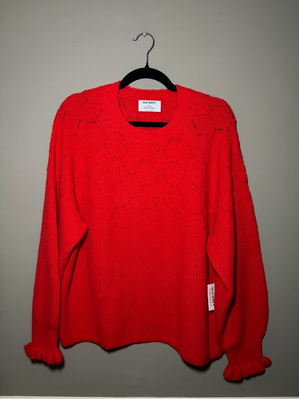 Old Navy Loose Crew Neck Cropped Sweater NWT XXL Pointelle Knit Soft Pullover